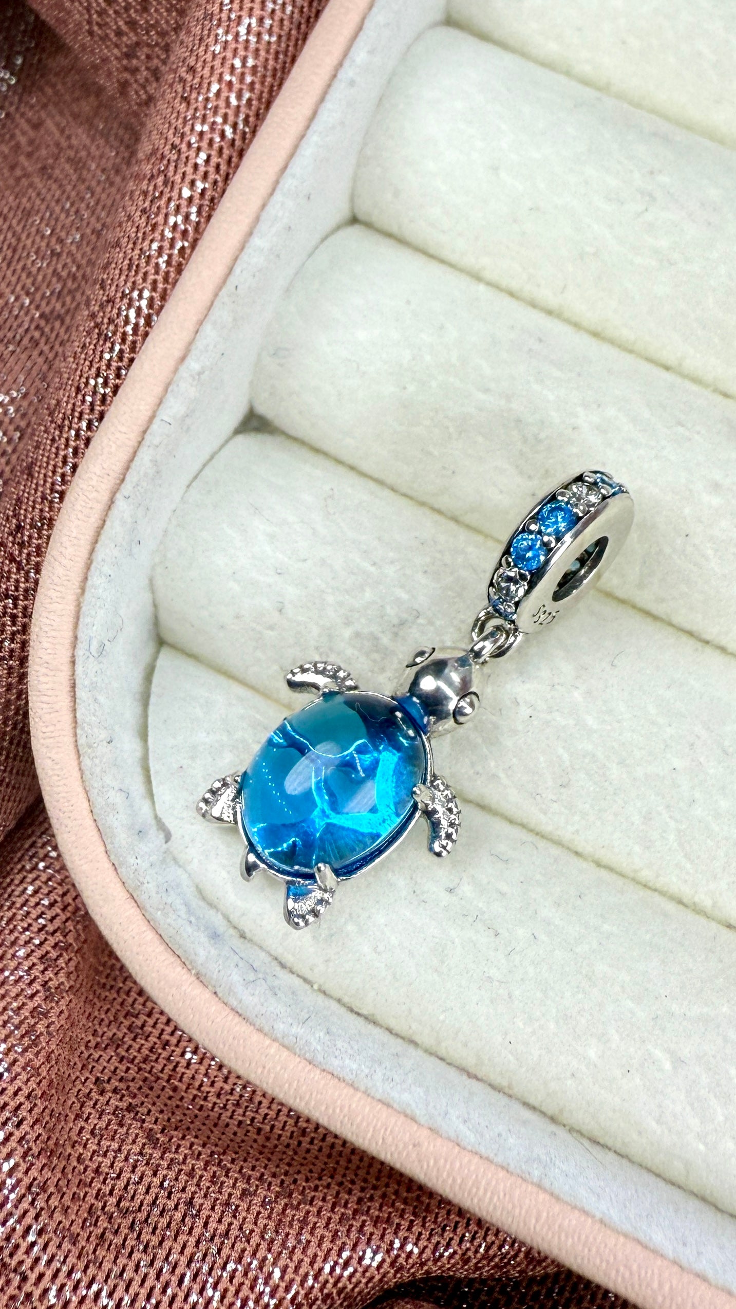 Charm Dije Tortuga De Mar Murano Azul