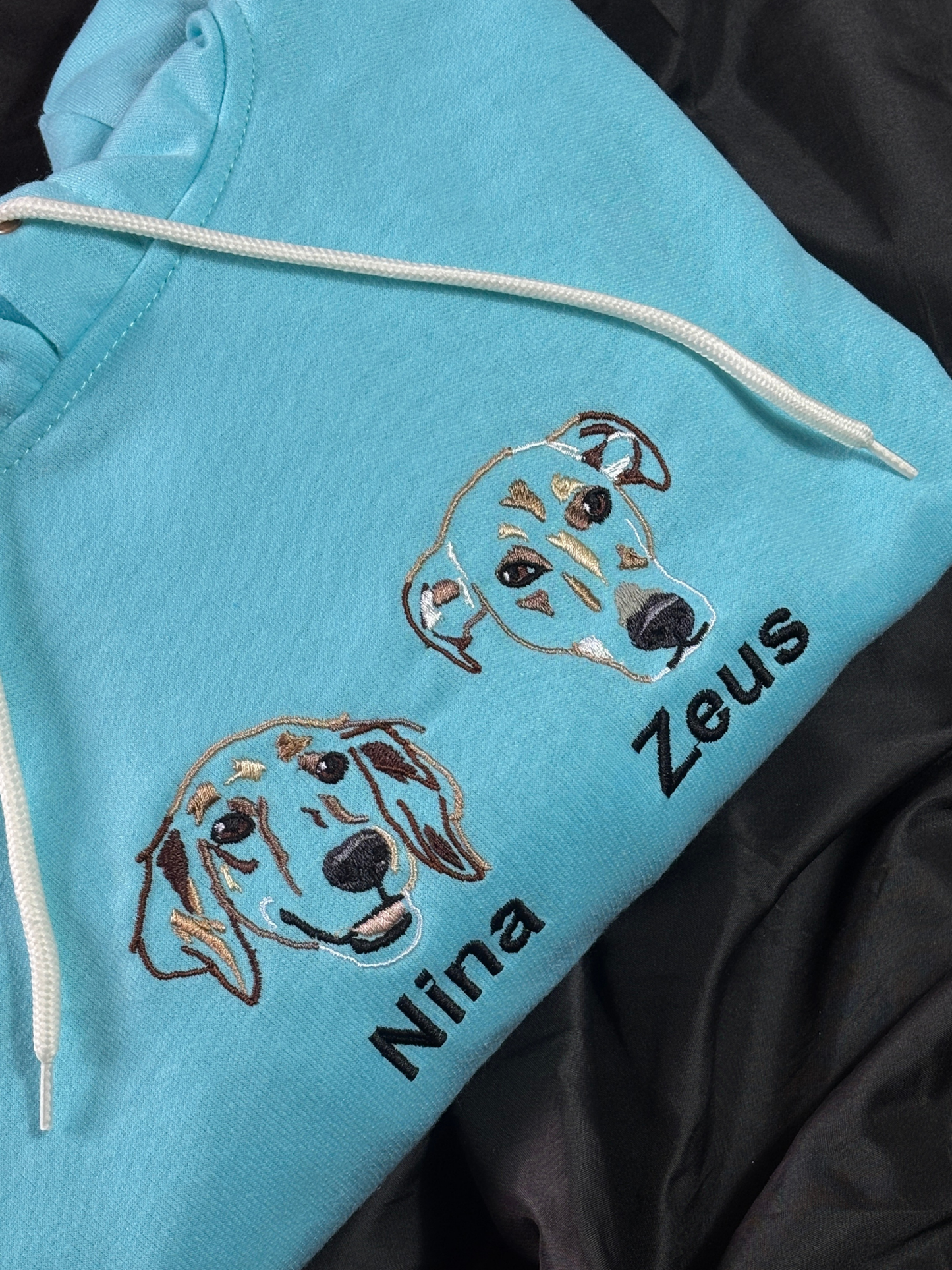 Hoodie lineart a color de tu mascota bordado