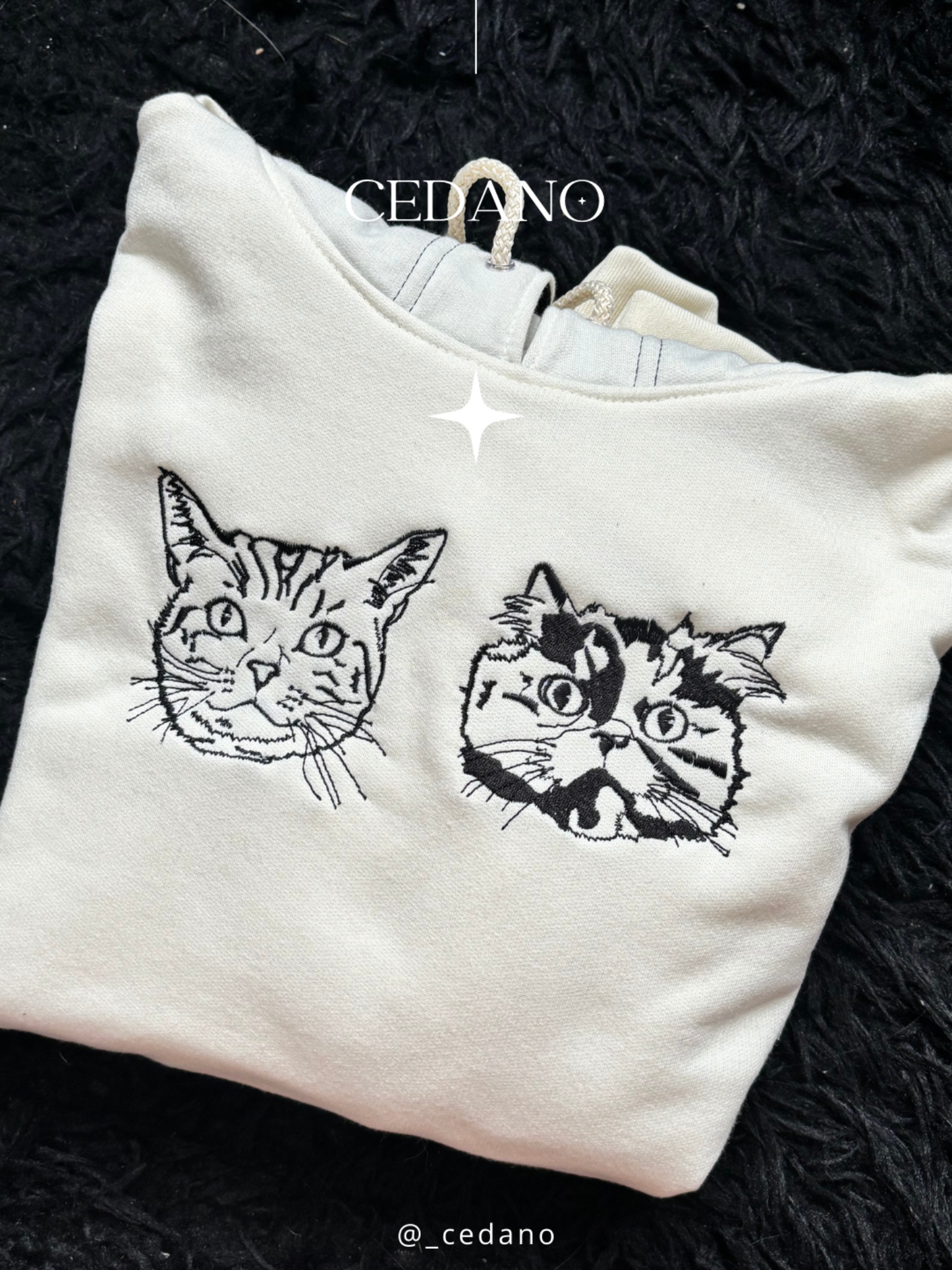 Hoodie personalizado Lineart negro mascota bordado
