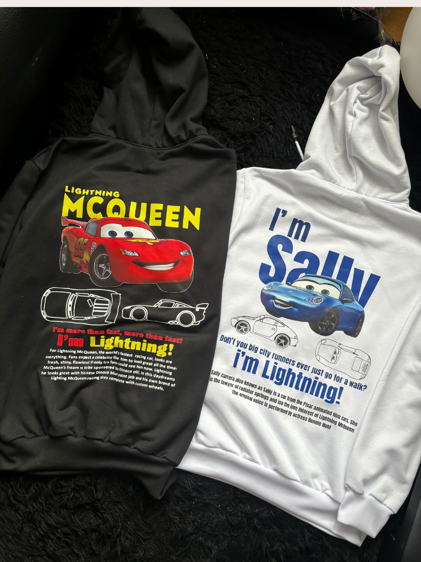 Hoodie estampado pareja Rayo Mcqueen y Sally