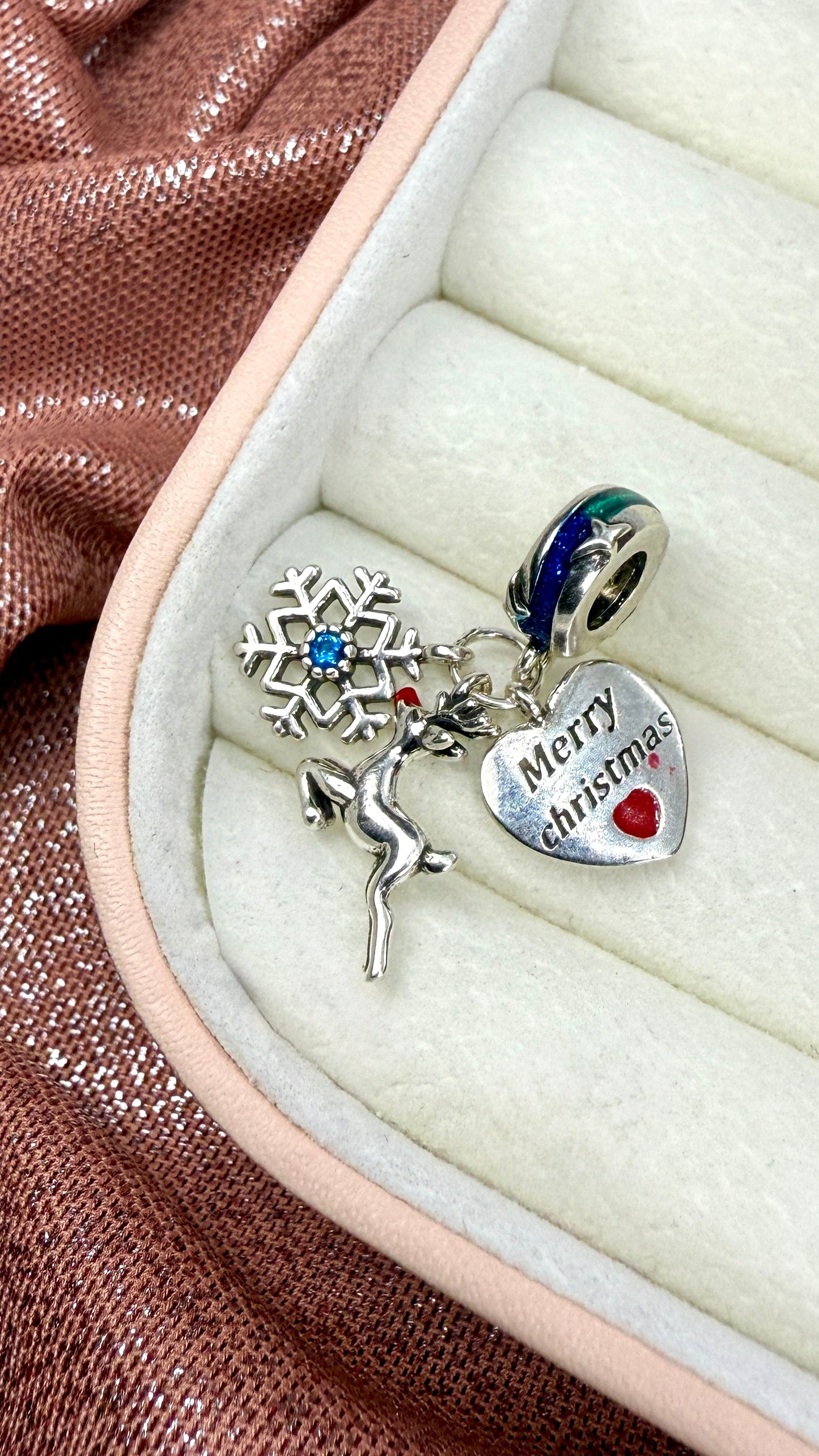 Charm dije navidad reno y copo de nieve