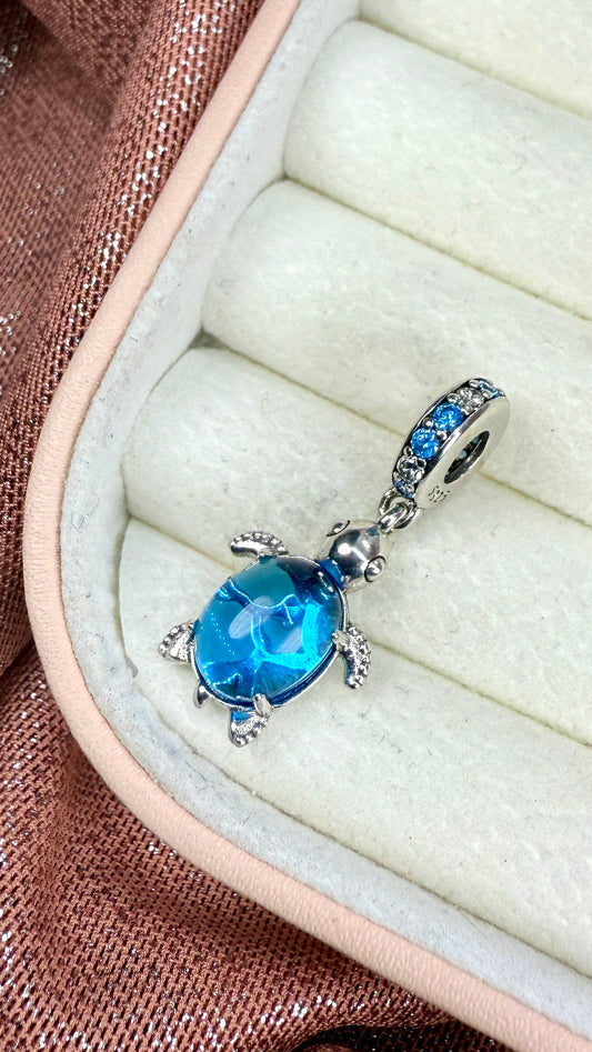 Charm Dije Tortuga De Mar Murano Azul