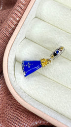Charm Dije Colgante Virgen de Aparecida Esmaltada Azul con Corona Dorada |Plata S925