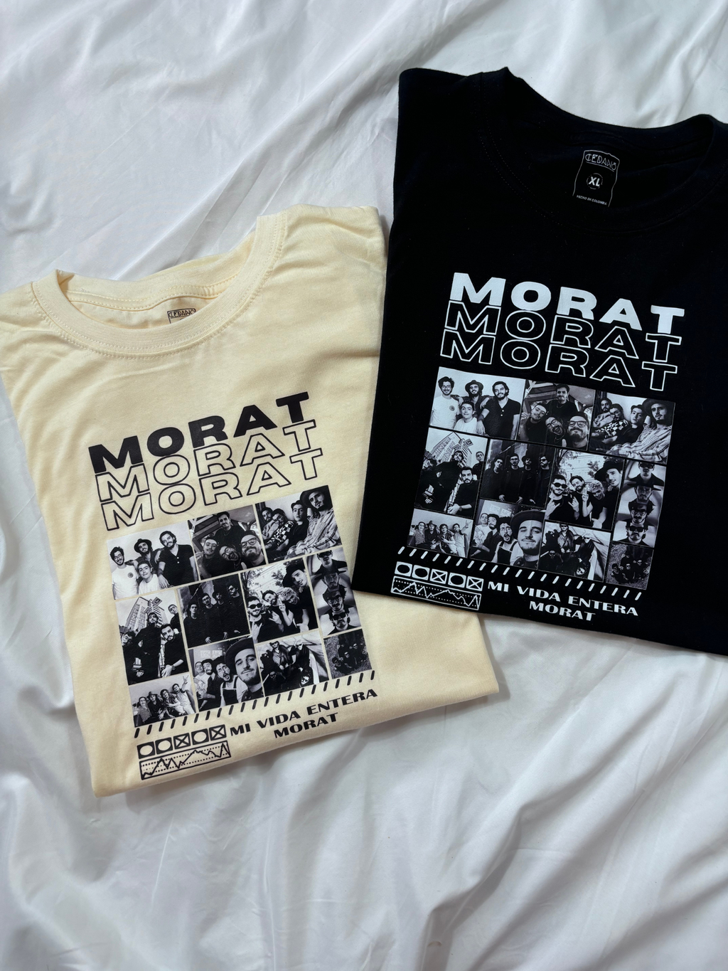 Camisetas estampadas de Morat Mi Vida Entera en colores beige y negro Cedano Boutique