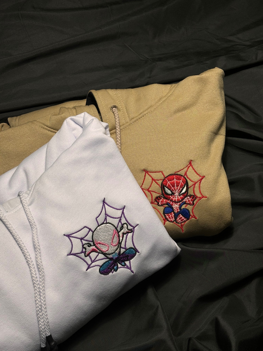 Hoodie Spiderman y Spiderwoman bordado