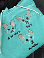 Hoodie lineart a color de tu mascota bordado