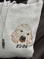 Hoodie lineart a color de tu mascota bordado