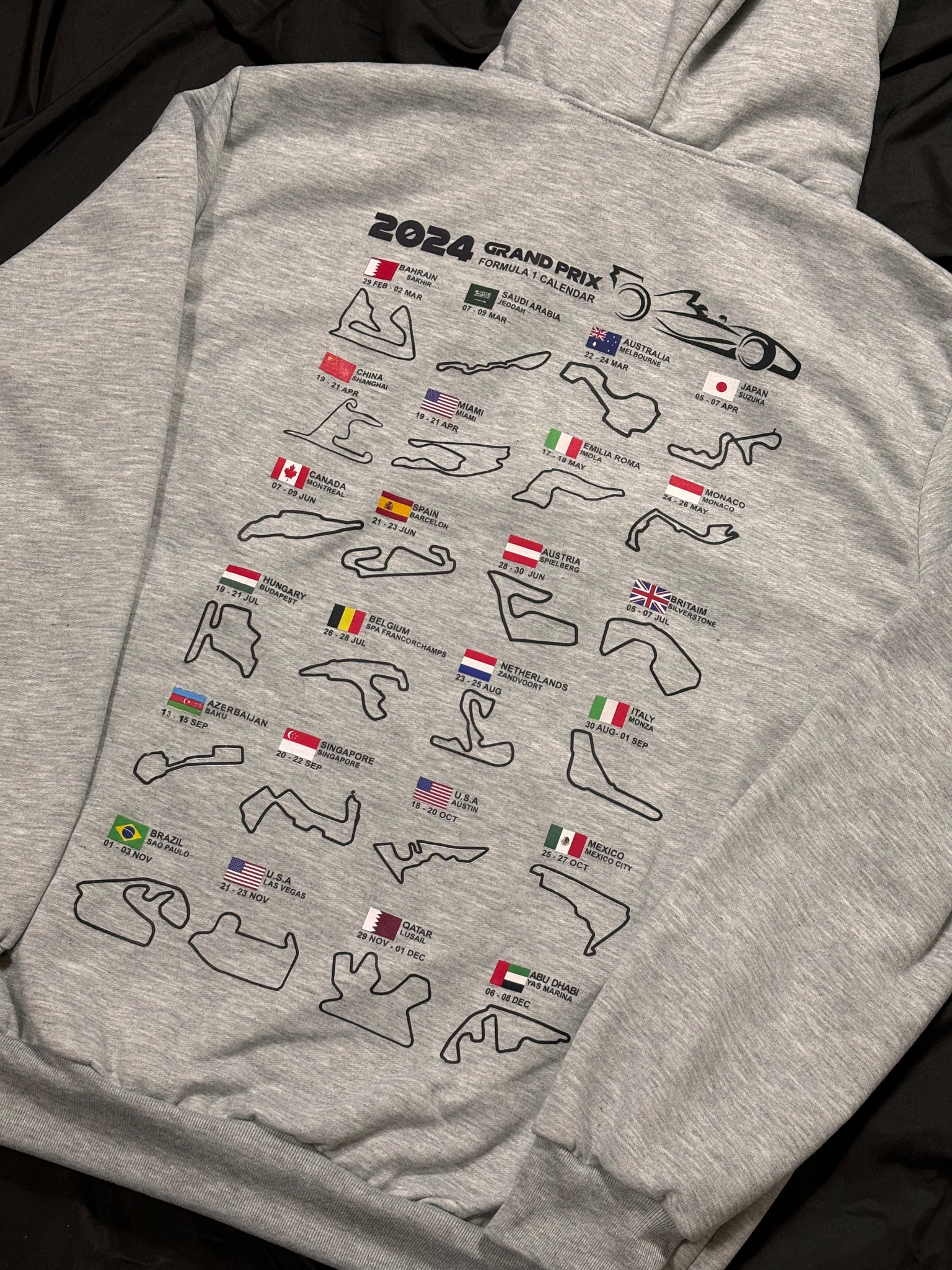 Hoodie formula 1 pistas estampado