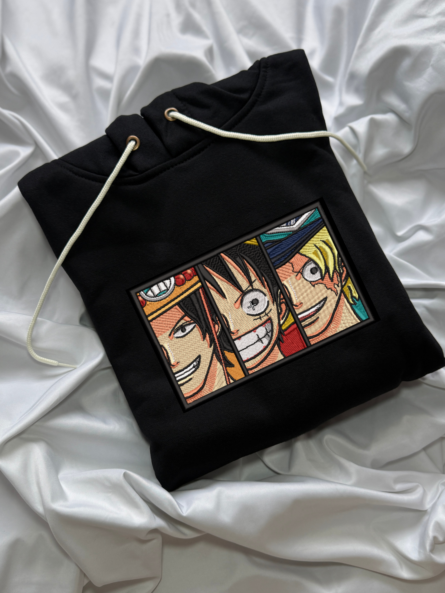 Hoodie Luffy Ace Sabo One Piece bordado anime