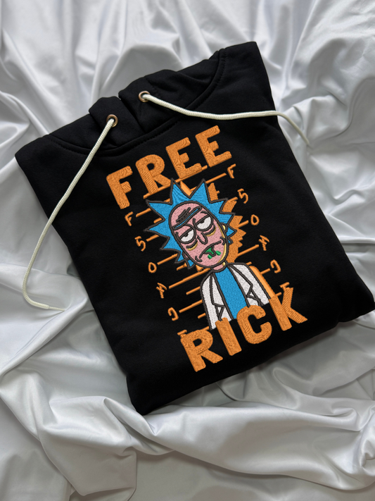 Hoodie free Rick, de Rick y Morty bordado