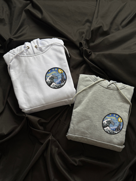 Hoodie La Gran Ola Noche Estrellada Van Gogh bordado