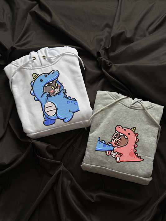 Hoodie Tom y Jerry dinosaurio bordado