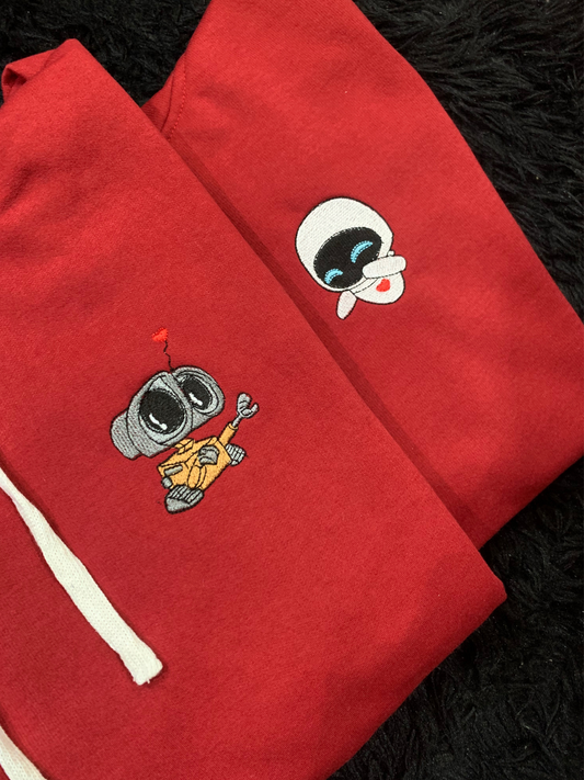 Hoodie Bordado Wall-e y Eva clasico pareja