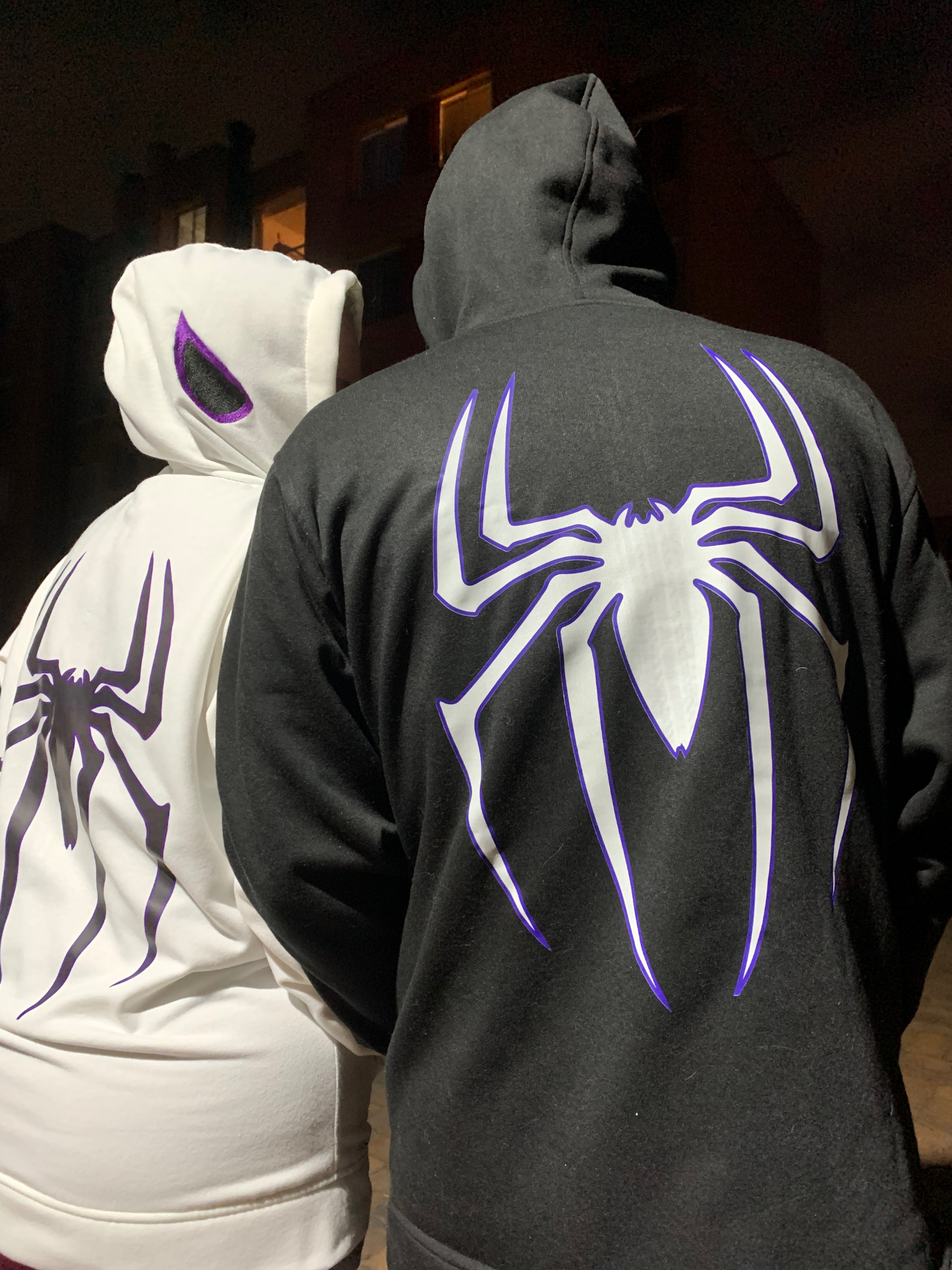 Hoodies de pareja de Spiderman y Spiderwoman Bordados y estampados
