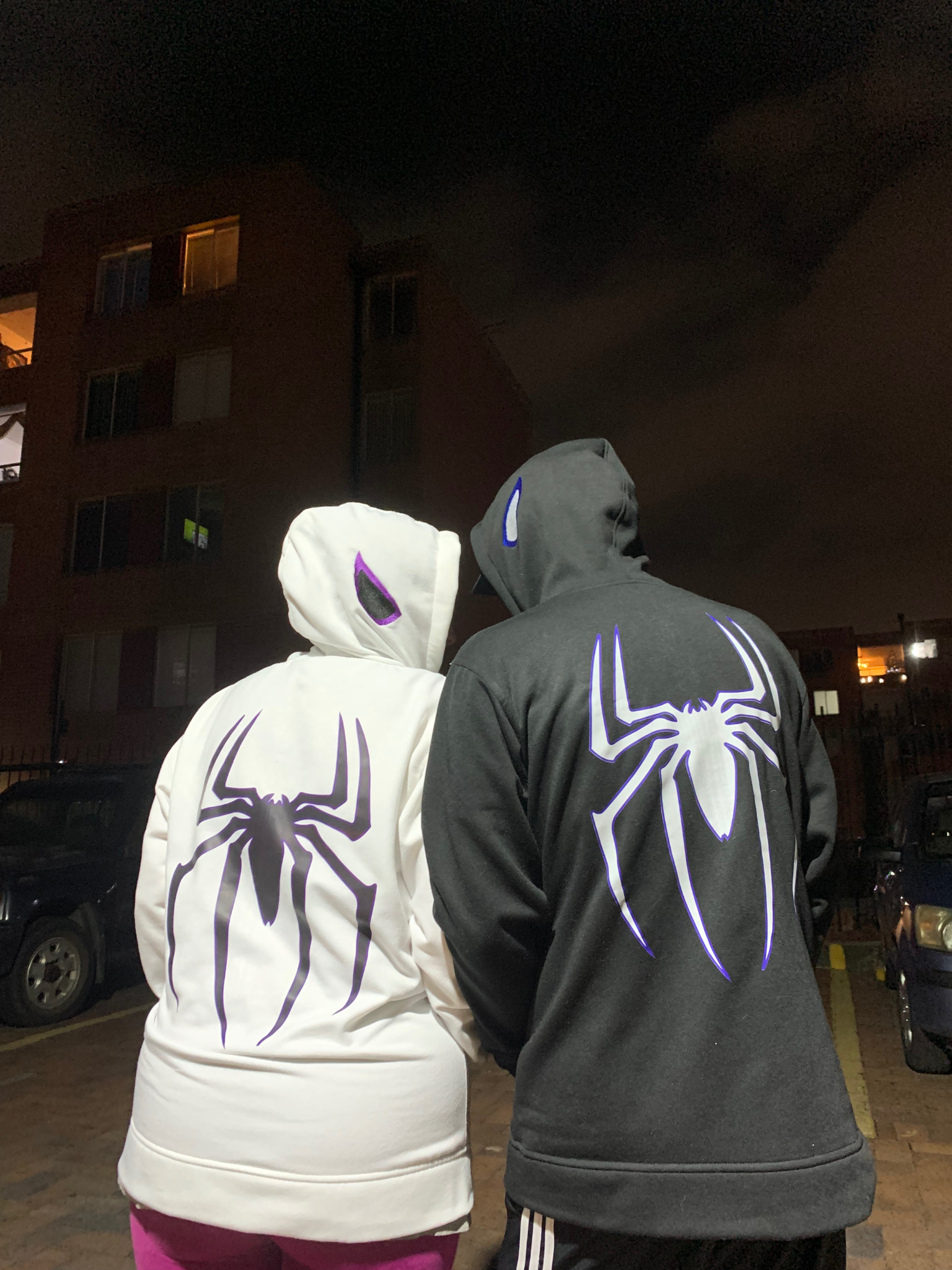 Hoodies de pareja de Spiderman y Spiderwoman Bordados y estampados