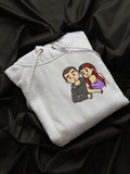 Hoodie personalizado ilustracion caricatura pareja bordado