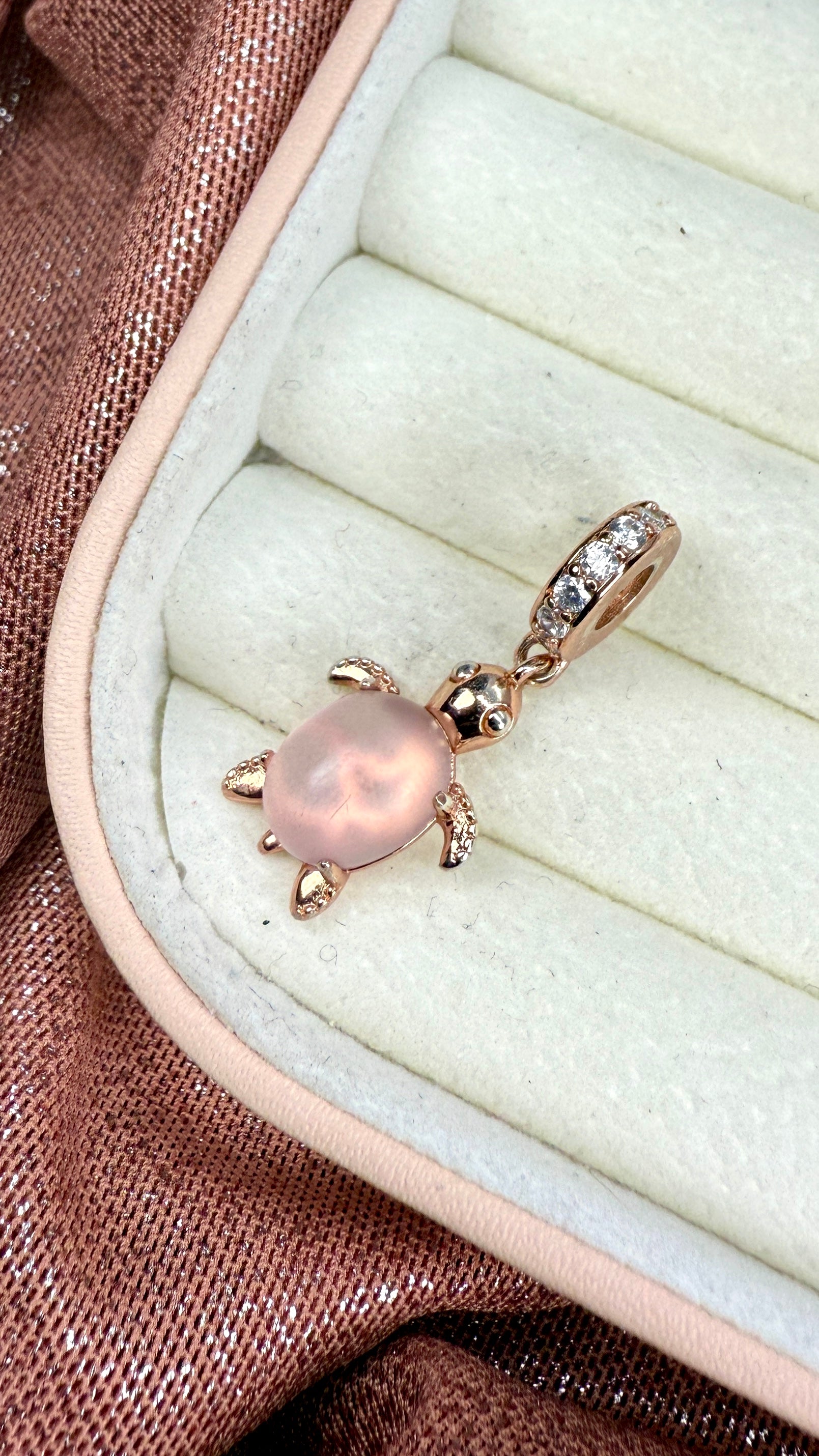 Charm Dije Tortuga De Mar Murano Rosado