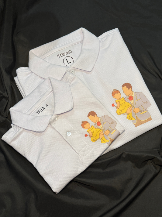 Camisa tipo polo estampada con ilustracion