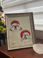 Porta retrato personalizado con retrato de mascota bordado artesanal Cedano Boutique