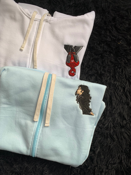 Hoodie bordado de pareja Spiderman y MJ