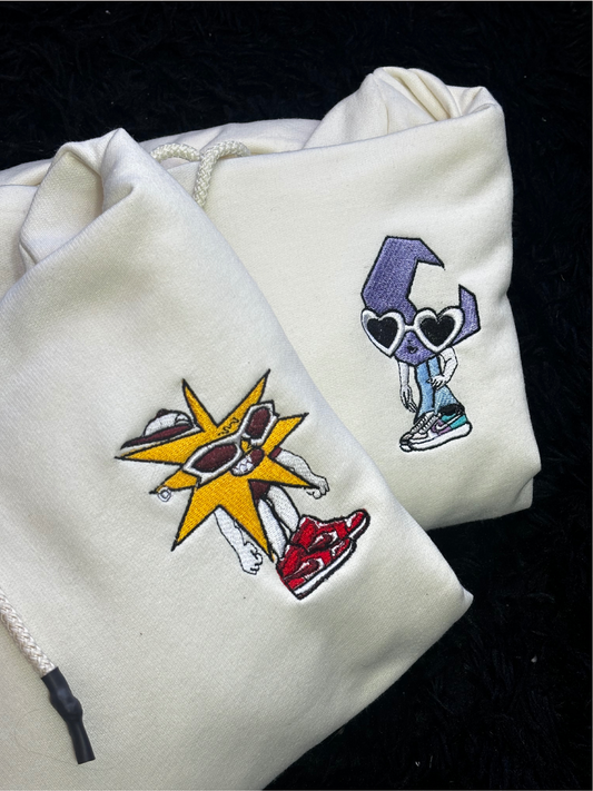Hoodie bordado pareja media luna y estrella de Mora