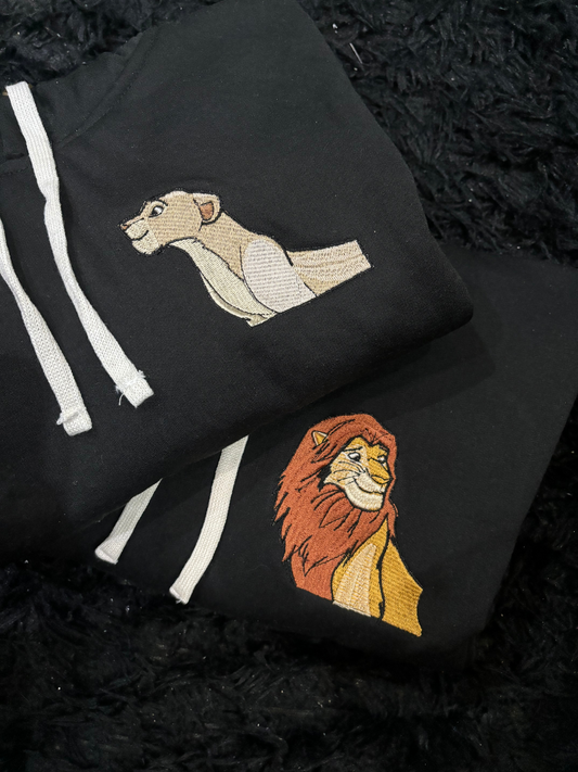 Hoodie Bordado pareja Simba y Nala, El Rey Leon