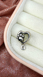 Charm Corazón con Huella de Mascota y Plaquita "Fur Mom" |Plata S925
