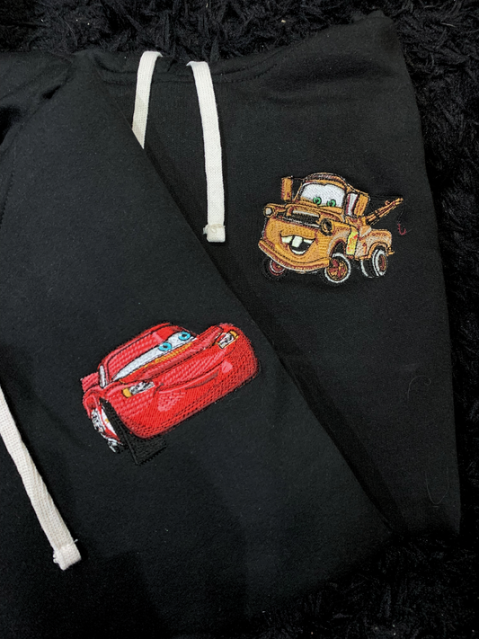 Hoodie de amistad bordado Rayo Mcqueen y Mate