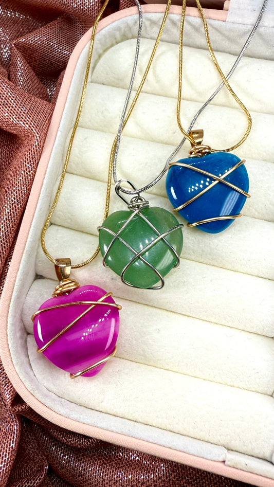Collar de cristal corazón amigas