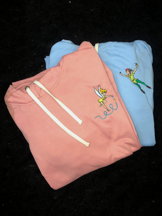 Hoodie bordado de amistad Campanita y Peter Pan bordado