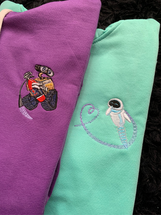 Hoodie bordado pareja Wall-e y Eva