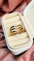 Anillo triple forma V oro rosa