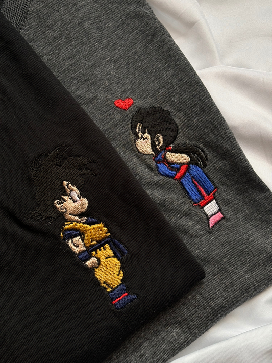 Camiseta pareja goku y Milk bordada