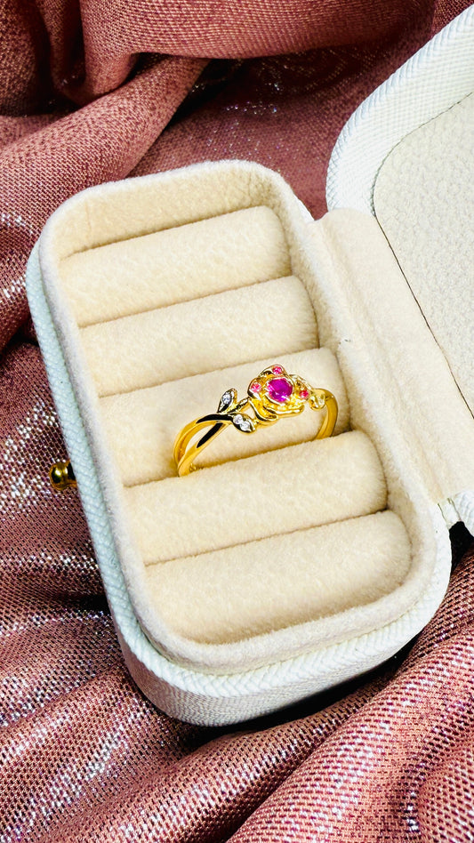 Anillo rosa dorado princesa