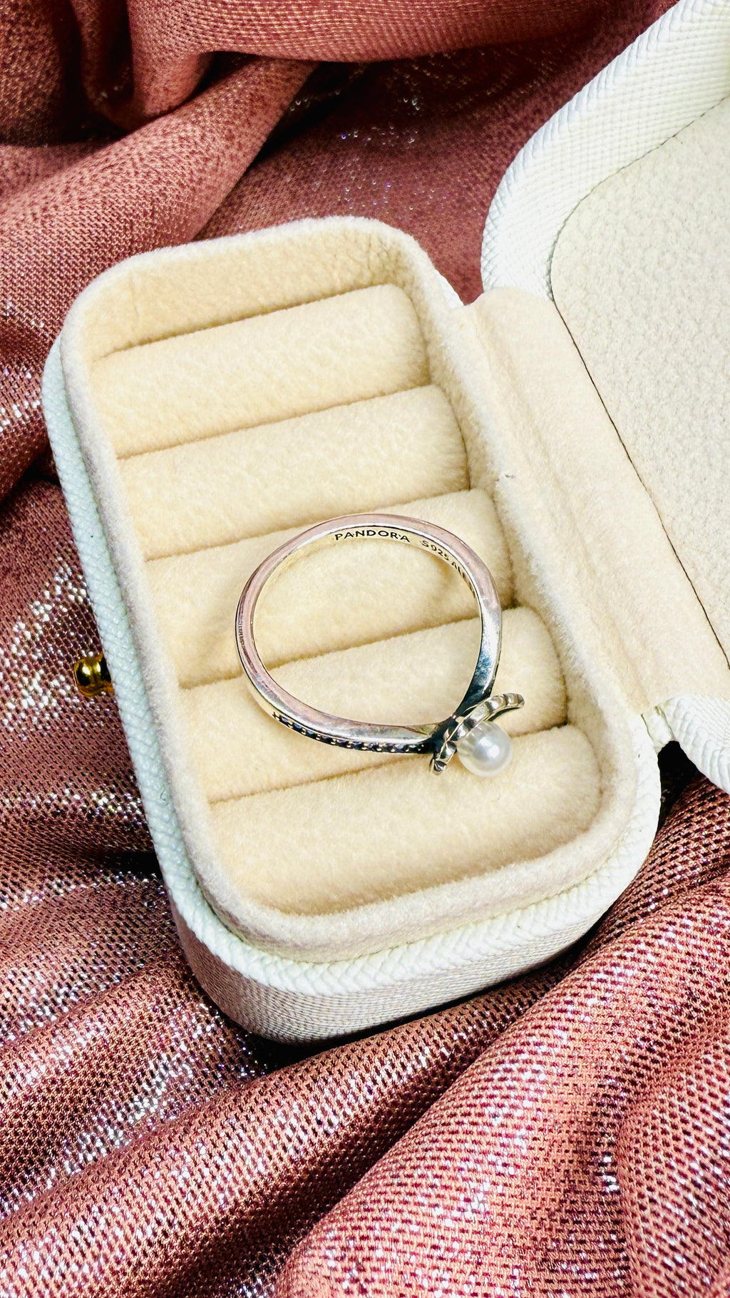 Anillo Perla Cultivada de Agua Dulce Tratada Concha Princesa Ariel