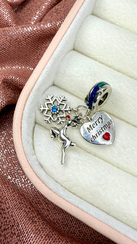 Charm dije navidad reno y copo de nieve