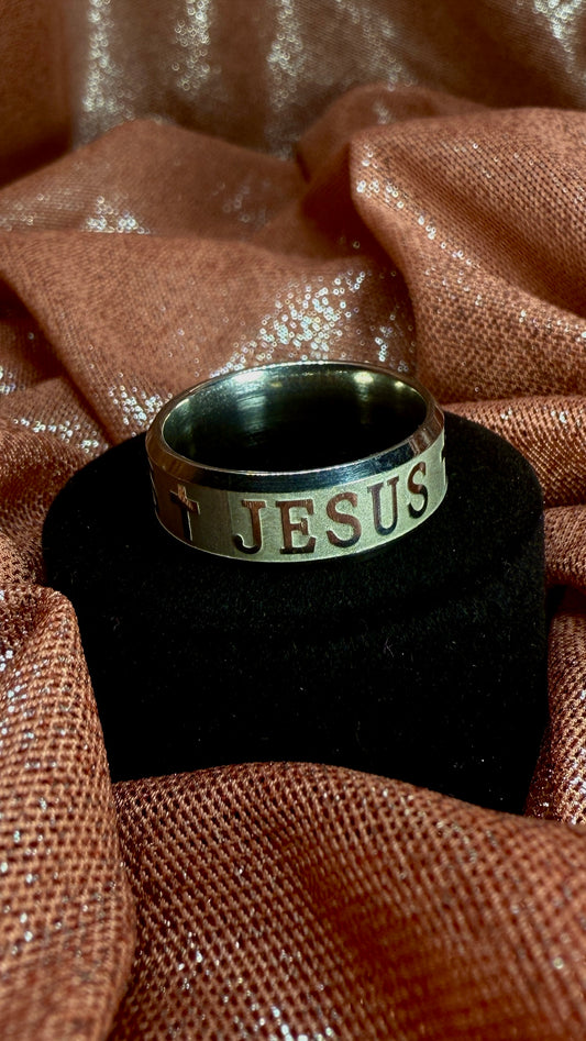 Anillo Jesús plateado