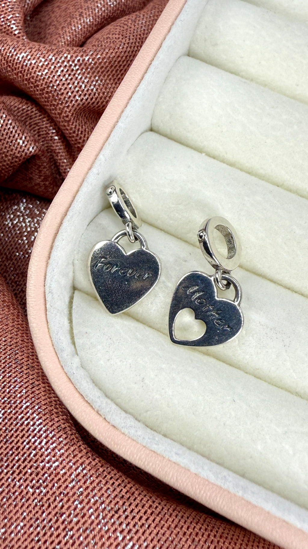 Charm colgante Mamá E Hija Corazón Doble