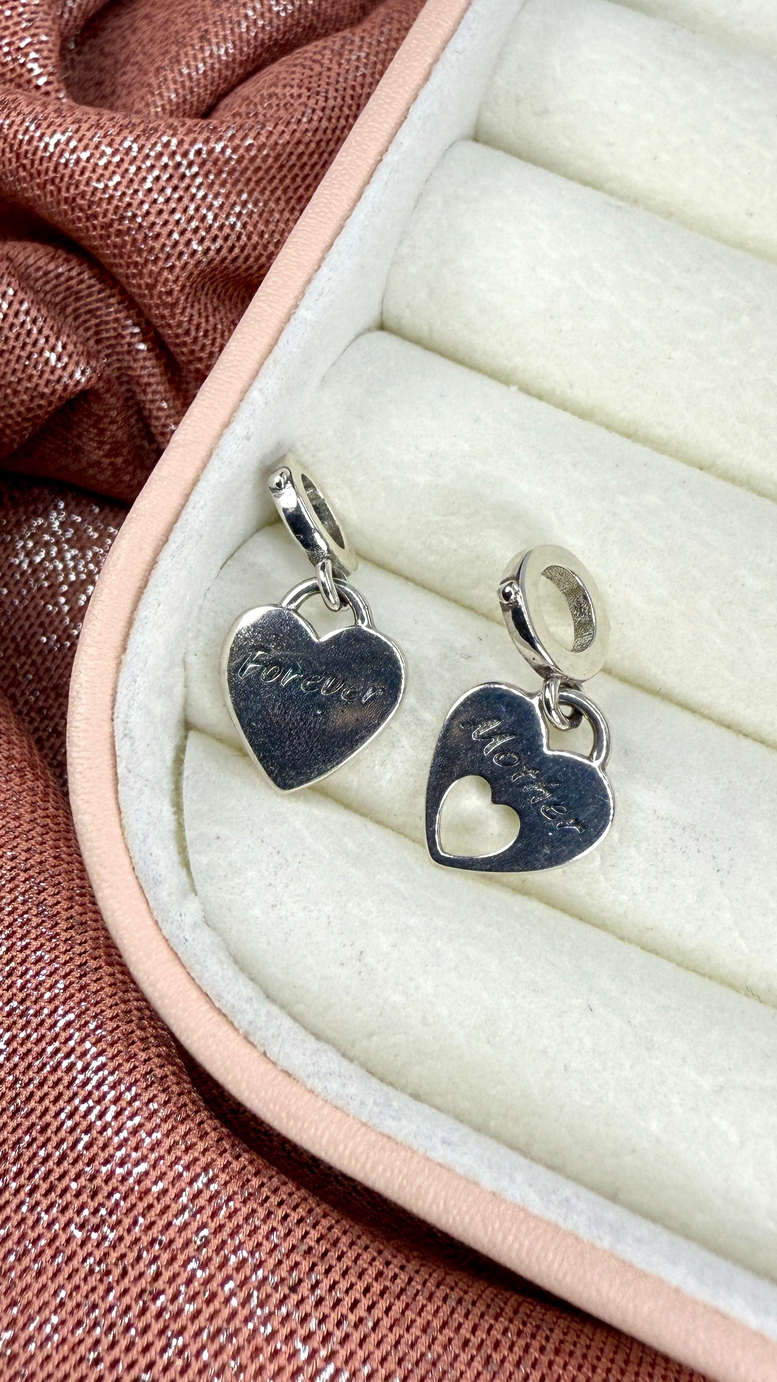 Charm colgante Mamá E Hija Corazón Doble