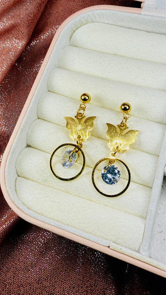 Aretes mariposa largos
