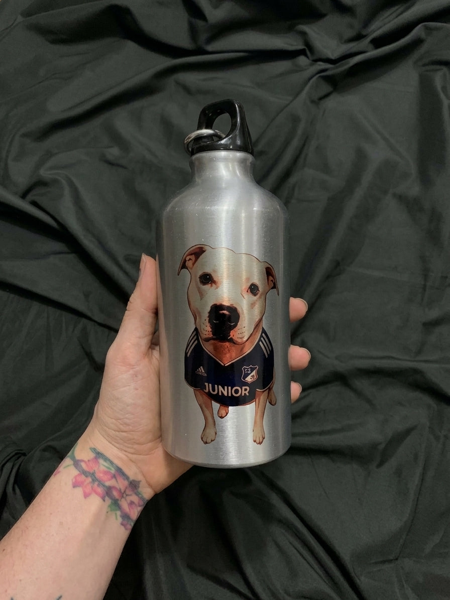 Caramañola Metálica Plateada Personalizada de Aluminio | Botilito Deportivo